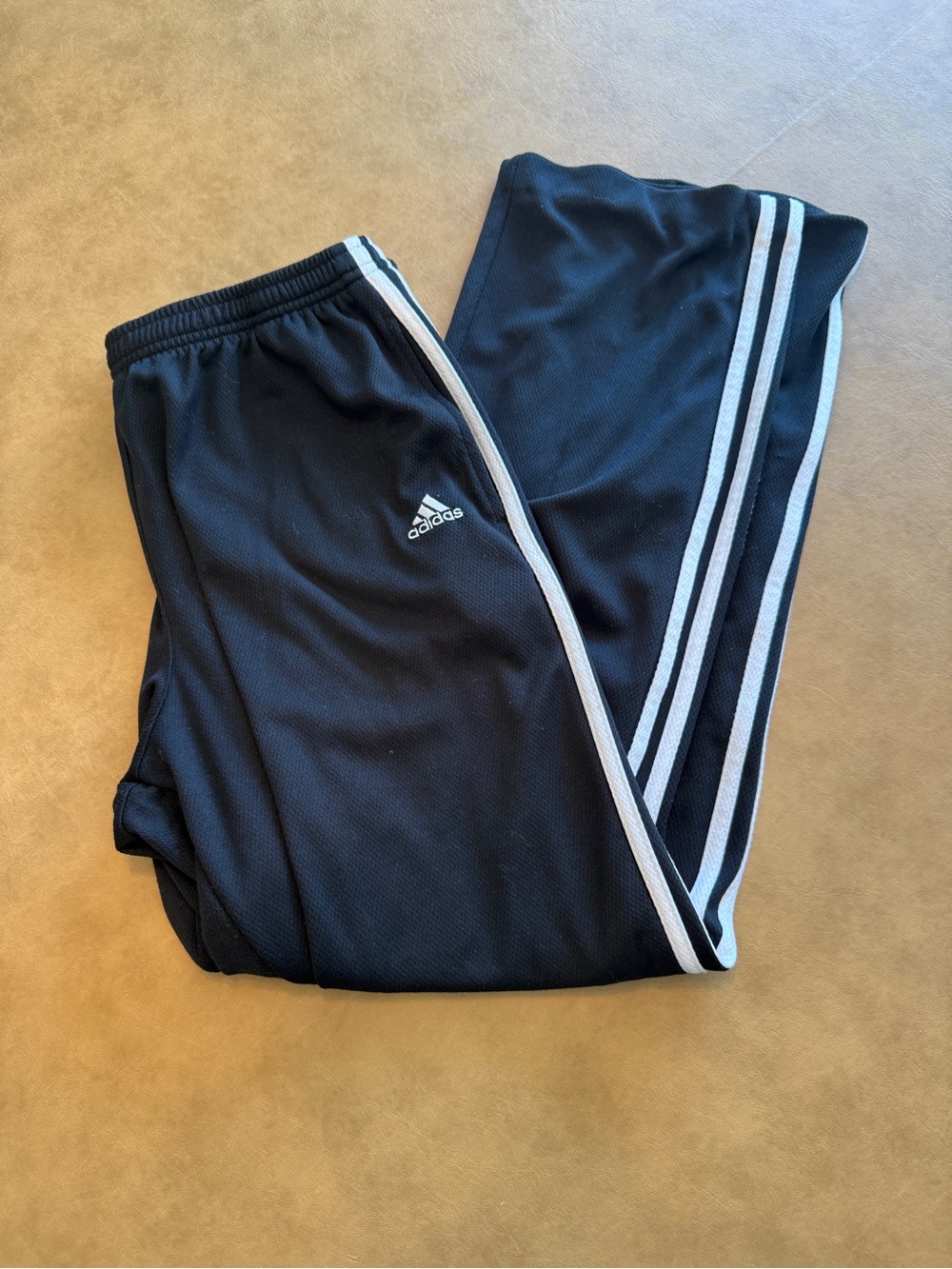 Adidas Black Athletic Track Pants with White Stripes
